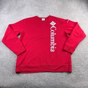 Columbia Sweatshirt Men Large Red Trek Crewneck Pullover Spellout Logo Mountain‎